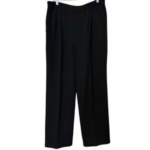St. John Collection Dark Green Santana Knit Straight Wide Leg Pants Plus 16